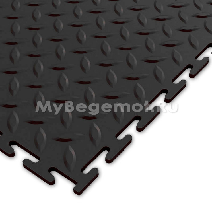 Модульное напольное ПВХ покрытие M-TILE HARD STEEL, RAL 9005, Черный.