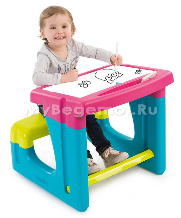 Детская парта с двухсторонней доской для рисования Smoby 420102